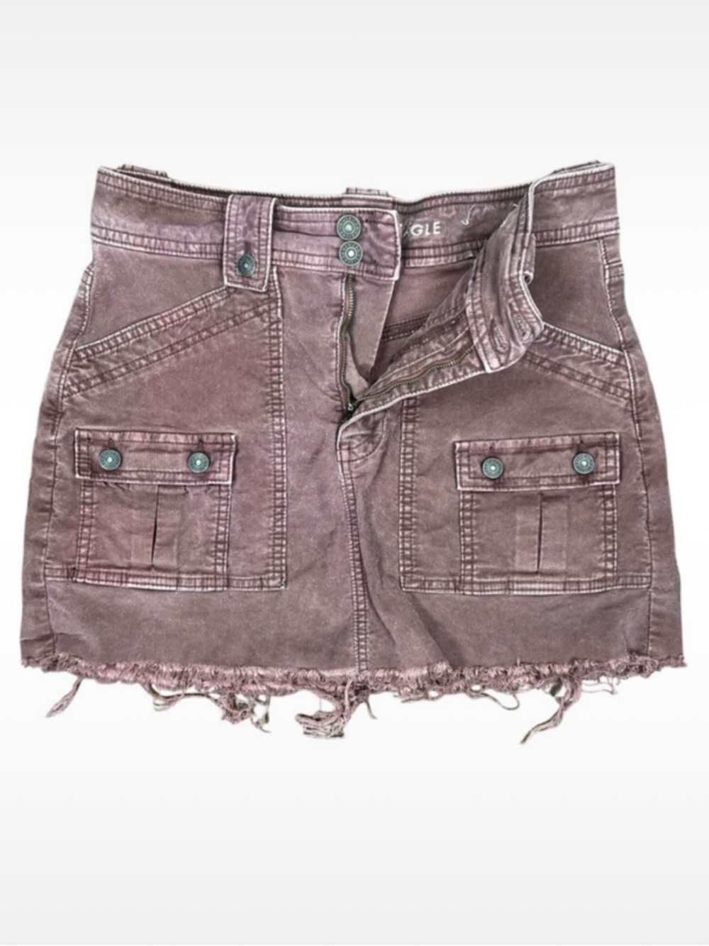 American Eagle Super High Rise Utility Cargo Mini Skirt Mauve Brown Size 6 - Picture 3 of 8